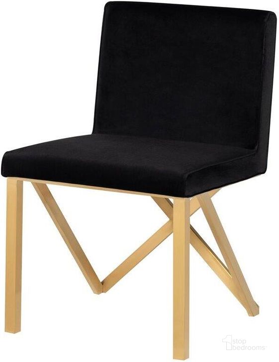 The appearance of Talbot Dining Chair In Black designed by Nuevo in the modern / contemporary interior design. This black piece of furniture  was selected by 1StopBedrooms from Talbot Collection to add a touch of cosiness and style into your home. Sku: HGTB563. Material: Fabric. Product Type: Dining Chair. Image1