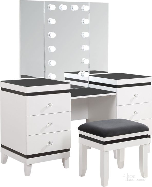 The appearance of Talei 6-Drawer Vanity Set with Hollywood Lighting In Black and White designed by Coaster in the glam interior design. This black and white piece of furniture  was selected by 1StopBedrooms from Talei Collection to add a touch of cosiness and style into your home. Sku: 930244B1;930244B2. Material: Wood. Product Type: Vanity Set. Image1