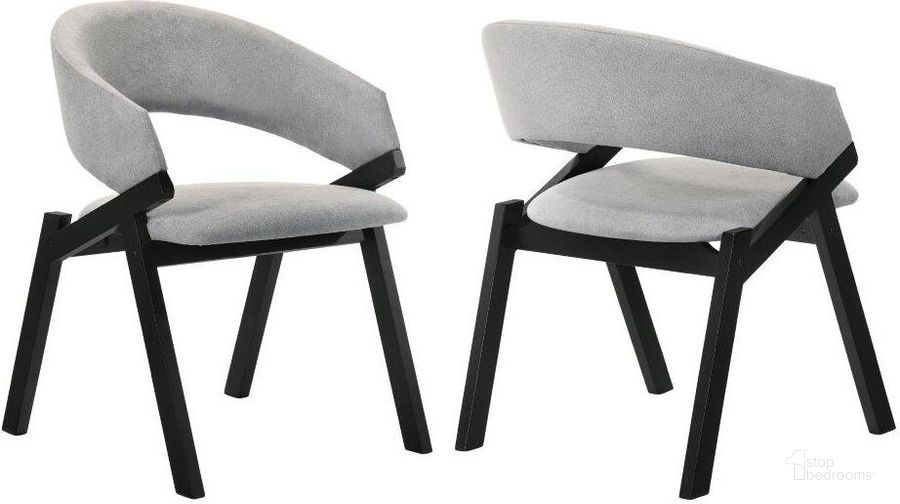 The appearance of Talulah Gray Fabric And Black Veneer Dining Side Chair designed by Armen Living in the modern / contemporary interior design. This black piece of furniture  was selected by 1StopBedrooms from Talulah Collection to add a touch of cosiness and style into your home. Sku: LCTASIGRBL. Product Type: Side Chair. Material: Rubberwood. Image1