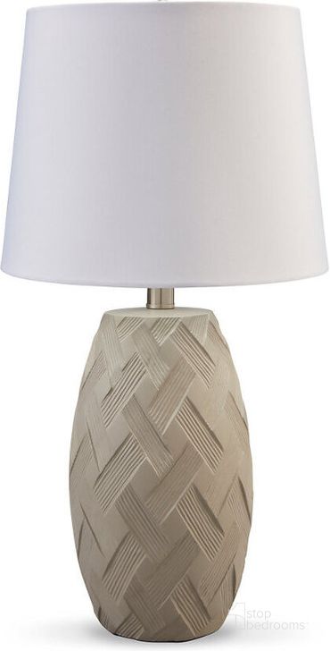 The appearance of Tamner Taupe Poly Table Lamp Set Of 2 designed by Signature Design by Ashley in the modern / contemporary interior design. This taupe piece of furniture  was selected by 1StopBedrooms from Tamner Collection to add a touch of cosiness and style into your home. Sku: L243324. Material: Resin. Product Type: Table Lamp. Image1