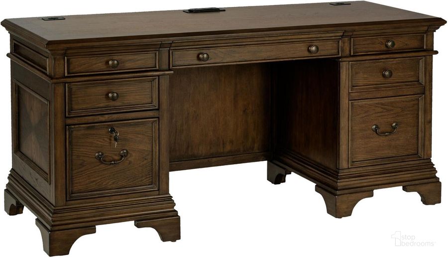 The appearance of Tampindale Brown Desk & Hutch 0qd24390858 designed by Bennett Interiors in the transitional interior design. This brown piece of furniture  was selected by 1StopBedrooms from Tampindale Collection to add a touch of cosiness and style into your home. Sku: 881282B1;881282B2. Material: Wood. Product Type: Desk. Image1