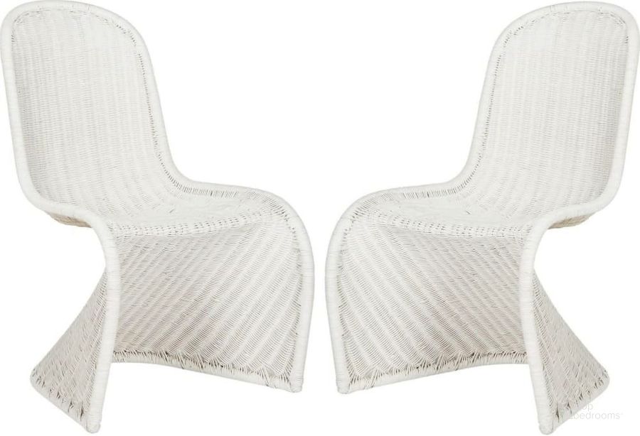 The appearance of Tana White Wicker Side Chair designed by Safavieh in the modern / contemporary interior design. This white piece of furniture  was selected by 1StopBedrooms from Tana Collection to add a touch of cosiness and style into your home. Sku: SEA8009C-SET2. Product Type: Side Chair. Material: Rattan. Image1