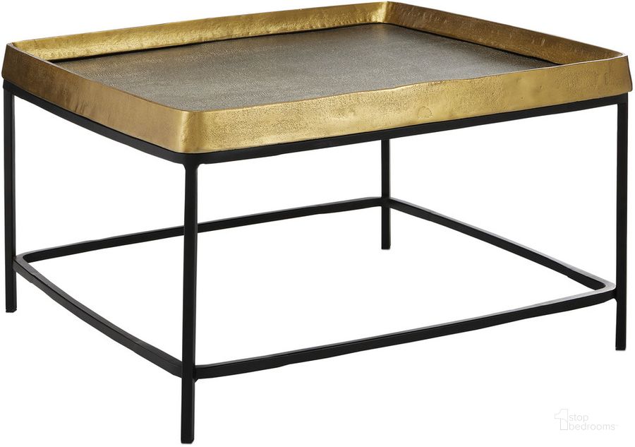 The appearance of Tanay Brass Cocktail Table designed by Currey & Company in the modern / contemporary interior design. This brass piece of furniture  was selected by 1StopBedrooms from Tanay Collection to add a touch of cosiness and style into your home. Sku: 4000-0151. Product Type: Cocktail Table. Material: Iron. Image1