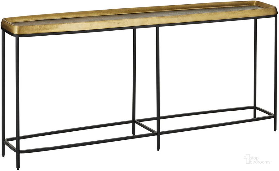 The appearance of Tanay Brass Console Table designed by Currey & Company in the modern / contemporary interior design. This brass piece of furniture  was selected by 1StopBedrooms from Tanay Collection to add a touch of cosiness and style into your home. Sku: 4000-0150. Product Type: Console Table. Material: Iron. Image1