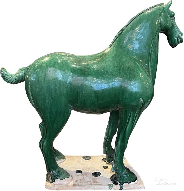 The appearance of Tang Dynasty Large Horse In Green designed by Currey & Company in the modern / contemporary interior design. This green piece of furniture  was selected by 1StopBedrooms from Tang Dynasty Collection to add a touch of cosiness and style into your home. Sku: 1200-0783. Material: Ceramic. Product Type: Sculpture. Image1