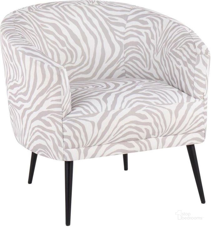 The appearance of Tania Accent Chair in Black Steel and Grey Zebra Fabric designed by Lumisource in the modern / contemporary interior design. This grey piece of furniture  was selected by 1StopBedrooms from Tania Collection to add a touch of cosiness and style into your home. Sku: CHR-TANIAZEB BKGY. Material: Polyester. Product Type: Accent Chair. Image1