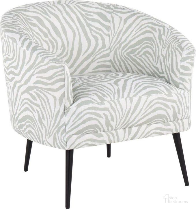 The appearance of Tania Accent Chair in Black Steel and Light Green Zebra Fabric designed by Lumisource in the modern / contemporary interior design. This light green piece of furniture  was selected by 1StopBedrooms from Tania Collection to add a touch of cosiness and style into your home. Sku: CHR-TANIAZEB BKLGN. Material: Polyester. Product Type: Accent Chair. Image1