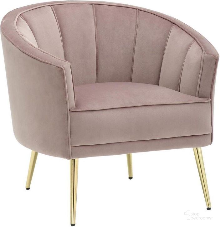 The appearance of Tania Contemporary/Glam Accent Chair In Gold Metal And Blush Pink Velvet designed by Lumisource in the modern / contemporary interior design. This pink velvet piece of furniture  was selected by 1StopBedrooms from Tania Collection to add a touch of cosiness and style into your home. Sku: CHR-TANIA AU+PK. Product Type: Accent Chair. Material: Velvet. Image1
