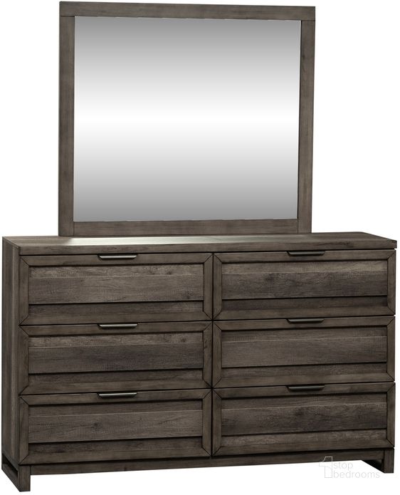 The appearance of Tanners Creek Dresser And Mirror In Gray designed by Liberty in the modern / contemporary interior design. This gray piece of furniture  was selected by 1StopBedrooms from Tanners Creek Collection to add a touch of cosiness and style into your home. Sku: 686-BR31;686-BR51. Product Type: Dresser and Mirror. Material: Melamine. Image1