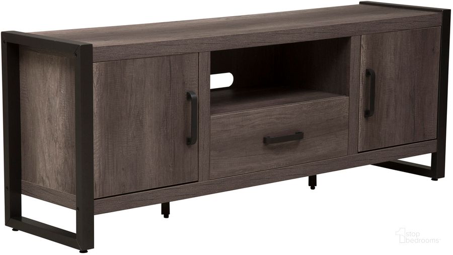 The appearance of Tanners Creek Greystone Entertainment TV Stand designed by Liberty in the industrial interior design. This brown piece of furniture  was selected by 1StopBedrooms from Tanners Creek Collection to add a touch of cosiness and style into your home. Sku: 686-TV63. Material: Metal. Product Type: TV Stand. Image1