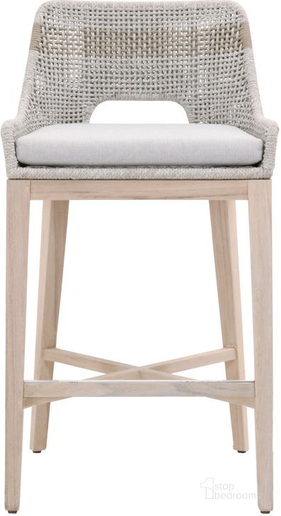 The appearance of Tapestry Outdoor Barstool designed by Essentials For Living in the coastal interior design. This gray piece of furniture  was selected by 1StopBedrooms from  to add a touch of cosiness and style into your home. Sku: 6850BS.WTA/PUM/GT. Material: Aluminum. Product Type: Outdoor Bar Furniture. Image1
