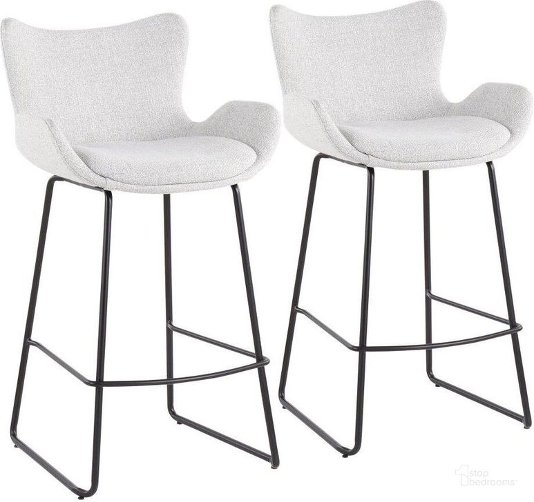 The appearance of Tara Contemporary Counter Stool In Black Metal And Light Grey Noise Fabric - Set Of 2 designed by Lumisource in the modern / contemporary interior design. This black piece of furniture  was selected by 1StopBedrooms from Tara Collection to add a touch of cosiness and style into your home. Sku: B26-TARA BKNLGY2. Material: Polyester. Product Type: Barstool. Image1