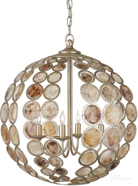 The appearance of Tartufo Capiz Shell Chandelier In Silver designed by Currey & Company in the modern / contemporary interior design. This silver piece of furniture  was selected by 1StopBedrooms from Tartufo Collection to add a touch of cosiness and style into your home. Sku: 9000-0935. Product Type: Chandelier. Material: Iron. Image1