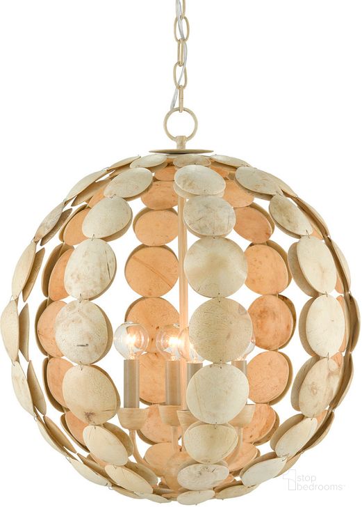 The appearance of Tartufo Coco Shell Chandelier In Cream designed by Currey & Company in the modern / contemporary interior design. This cream piece of furniture  was selected by 1StopBedrooms from Tartufo Collection to add a touch of cosiness and style into your home. Sku: 9000-0806. Product Type: Chandelier. Material: Iron. Image1