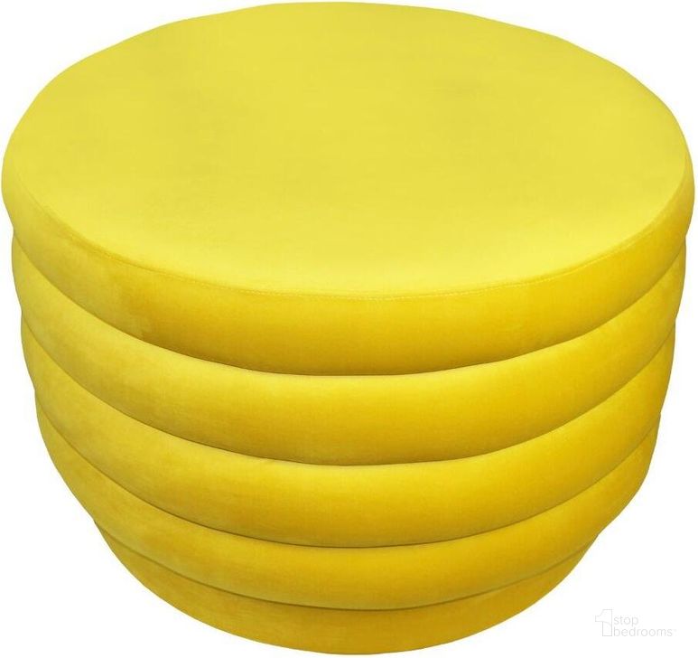 The appearance of Taylor Daffodil Round Large Ottoman designed by Moti in the transitional interior design. This yellow piece of furniture  was selected by 1StopBedrooms from Taylor Collection to add a touch of cosiness and style into your home. Sku: 88003017. Product Type: Ottoman. Material: Foam.