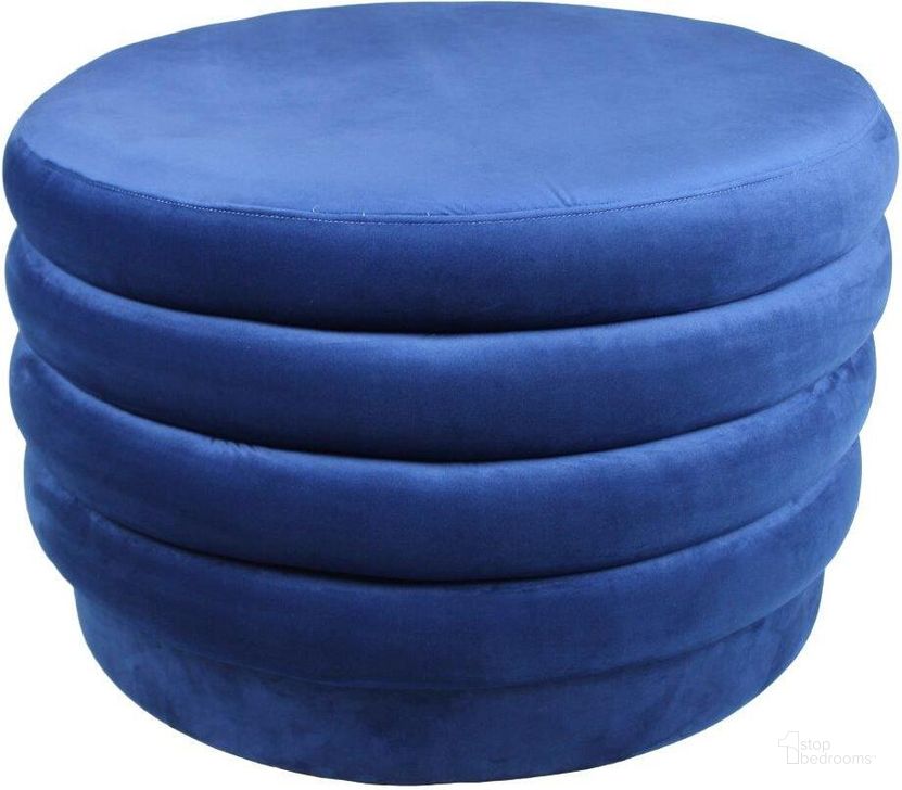 The appearance of Taylor Deep Ocean Round Large Ottoman designed by Moti in the transitional interior design. This blue piece of furniture  was selected by 1StopBedrooms from Taylor Collection to add a touch of cosiness and style into your home. Sku: 88003019. Product Type: Ottoman. Material: Foam.