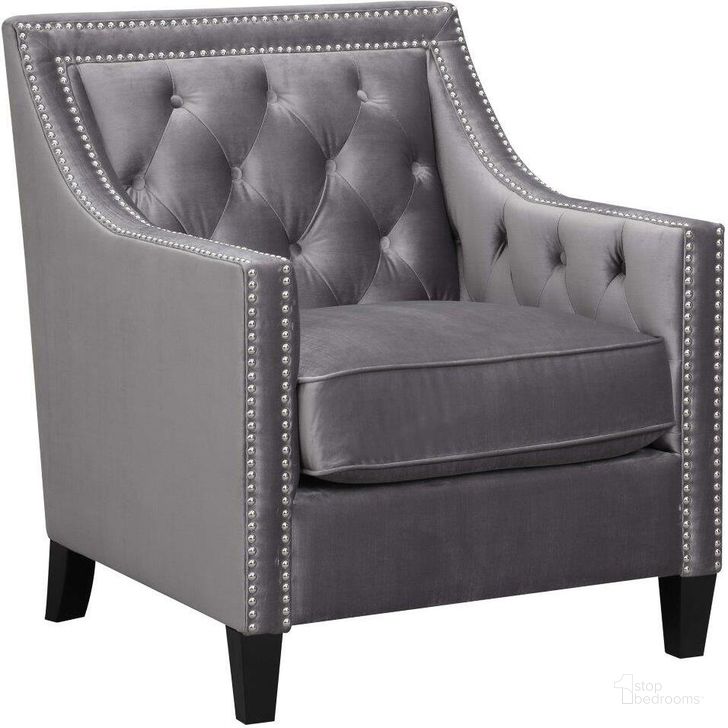 The appearance of Teagan Gun Metal Accent Chair designed by Picket House in the transitional interior design. This gray piece of furniture  was selected by 1StopBedrooms from Teagan Collection to add a touch of cosiness and style into your home. Sku: UTF288100CA. Product Type: Accent Chair. Material: Foam. Image1