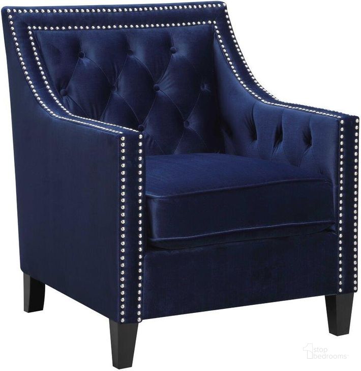 The appearance of Teagan Navy Accent Chair designed by Picket House in the transitional interior design. This navy piece of furniture  was selected by 1StopBedrooms from Teagan Collection to add a touch of cosiness and style into your home. Sku: UTF286100CA. Product Type: Accent Chair. Material: Foam. Image1