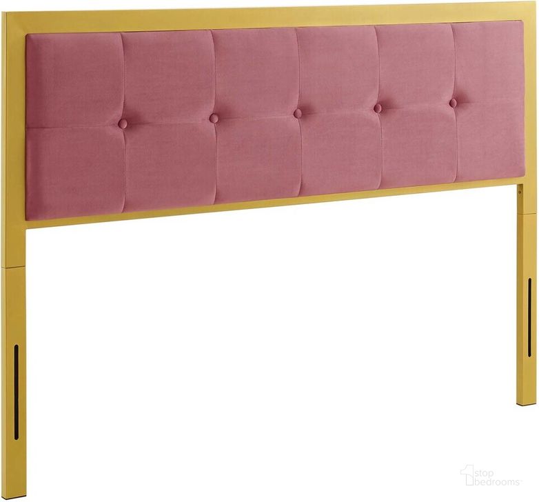 The appearance of Teagan Tufted Full Performance Velvet Headboard In Gold Dusty Rose designed by Modway in the modern / contemporary interior design. This gold dusty rose piece of furniture  was selected by 1StopBedrooms from Teagan Collection to add a touch of cosiness and style into your home. Sku: MOD-6175-GLD-DUS. Product Type: Headboard. Bed Size: Full. Material: Plywood. Image1