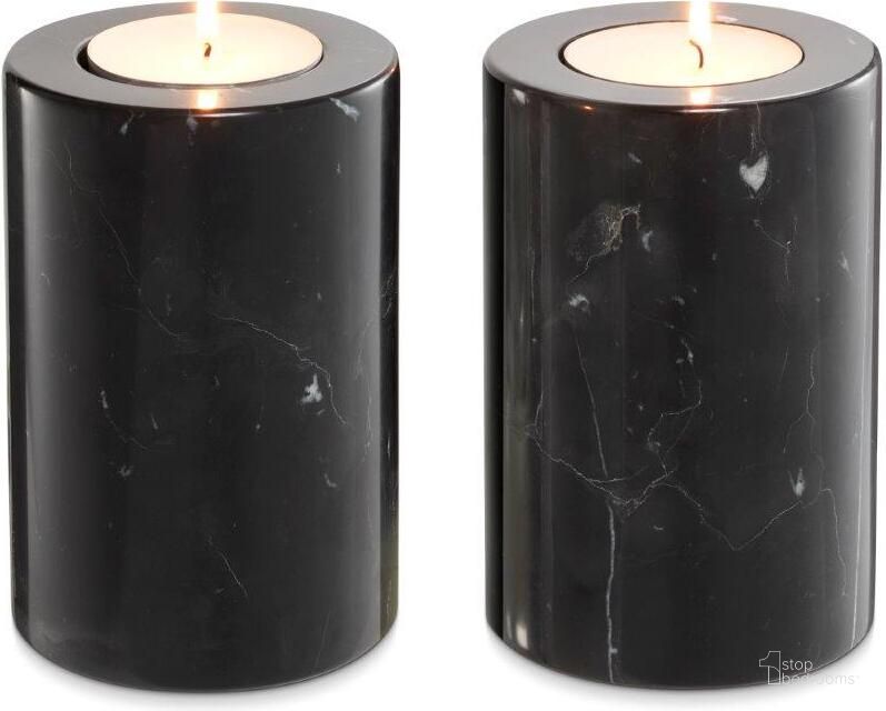 The appearance of Tealight Holder Tobor S Black Marble Set Of 2 designed by Eichholtz in the modern / contemporary interior design. This black piece of furniture  was selected by 1StopBedrooms from Tobor Collection to add a touch of cosiness and style into your home. Sku: 112686. Material: Marble. Product Type: Candle Holder. Image1