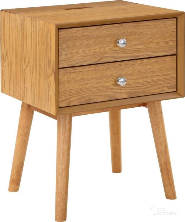 The appearance of Teddy Natural Night Stand designed by Meridian in the modern / contemporary interior design. This natural piece of furniture  was selected by 1StopBedrooms from Teddy Collection to add a touch of cosiness and style into your home. Sku: 838Natural. Material: Wood. Product Type: Nightstand. Image1