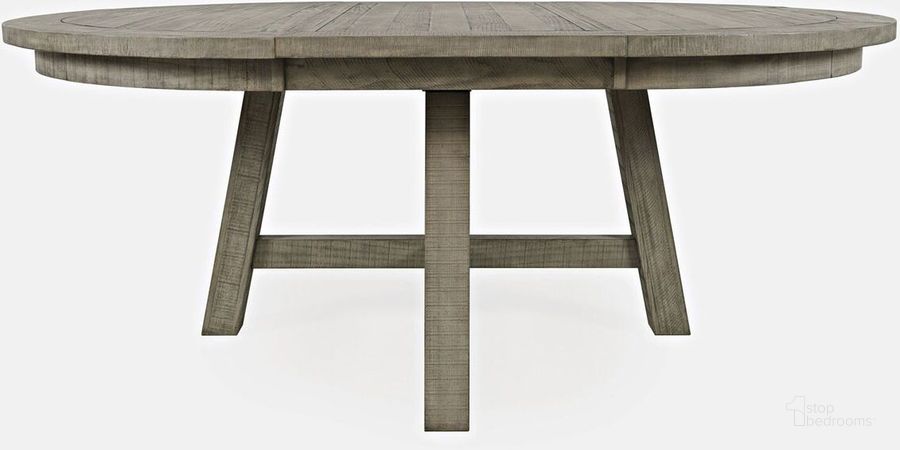 The appearance of Telluride Contemporary Rustic Farmhouse Round To Oval Dining Table In Grey designed by Jofran in the country / farmhouse interior design. This grey piece of furniture  was selected by 1StopBedrooms from Telluride Collection to add a touch of cosiness and style into your home. Sku: 2231-54BDNGKT. Table Base Style: Trestle. Table Top Shape: Oval. Product Type: Dining Table. Material: Pine. Image1