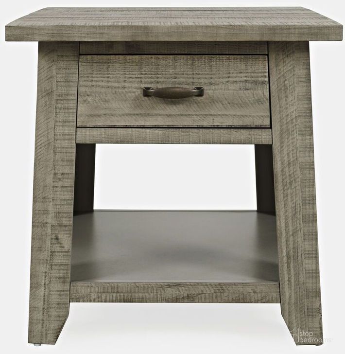 The appearance of Telluride Rustic Distressed Acacia End Table With Storage In Grey designed by Jofran in the country / farmhouse interior design. This grey piece of furniture  was selected by 1StopBedrooms from Telluride Collection to add a touch of cosiness and style into your home. Sku: 2230-13. Product Type: End Table. Material: Wood Veneer. Image1