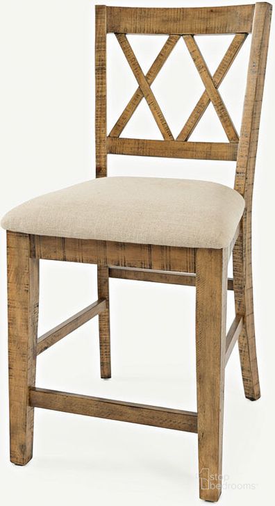 The appearance of Telluride Rustic Distressed Pine Counter Stool (Set Of 2) designed by Jofran in the transitional interior design. This brown piece of furniture  was selected by 1StopBedrooms from Telluride Collection to add a touch of cosiness and style into your home. Sku: 1801-BS420KD. Product Type: Barstool. Material: Solid Pine. Image1