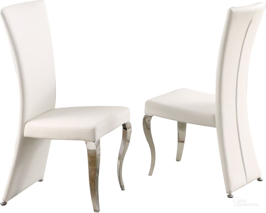 The appearance of Teresa High Back Side Chair (White) (Set of 2) designed by Chintaly Imports in the transitional interior design. This white piece of furniture  was selected by 1StopBedrooms from Teresa Collection to add a touch of cosiness and style into your home. Sku: TERESA-SC-RCT-WHT. Material: Faux Leather. Product Type: Side Chair. Image1