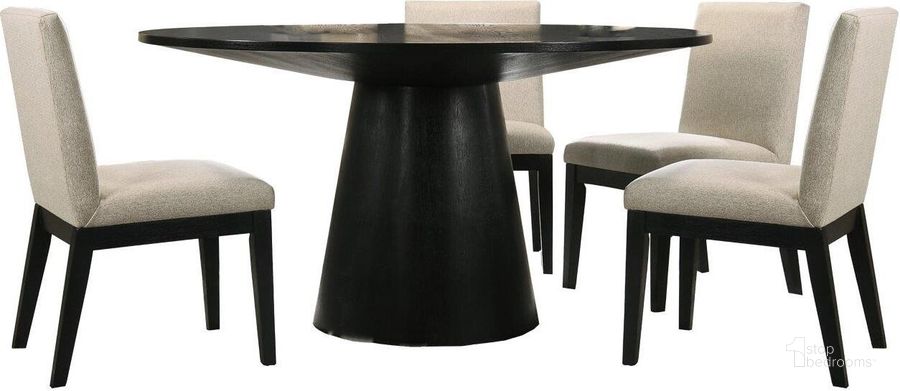 The appearance of Terra Modern Black 5 Piece Round Wood Dining Set designed by Best Master Furniture in the transitional interior design. This black piece of furniture  was selected by 1StopBedrooms from Terra Collection to add a touch of cosiness and style into your home. Sku: TERRA5. Material: Wood. Product Type: Dining Room Set. Image1