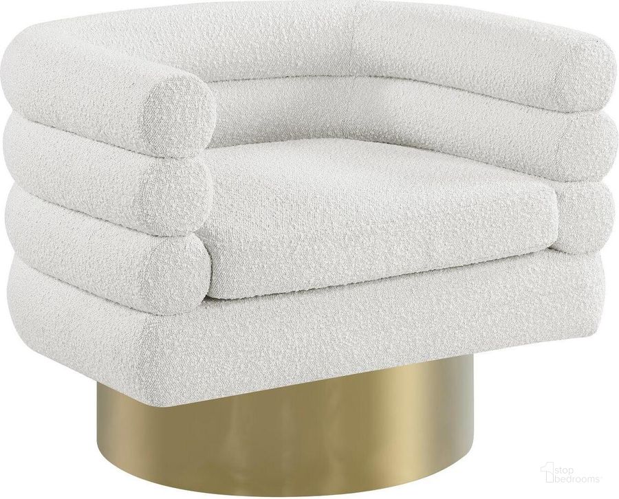 The appearance of Tessa Cream Boucle Fabric Accent Chair designed by Meridian in the modern / contemporary interior design. This cream piece of furniture  was selected by 1StopBedrooms from Tessa Collection to add a touch of cosiness and style into your home. Sku: 544Cream. Product Type: Accent Chair. Material: Stainless Steel. Image1