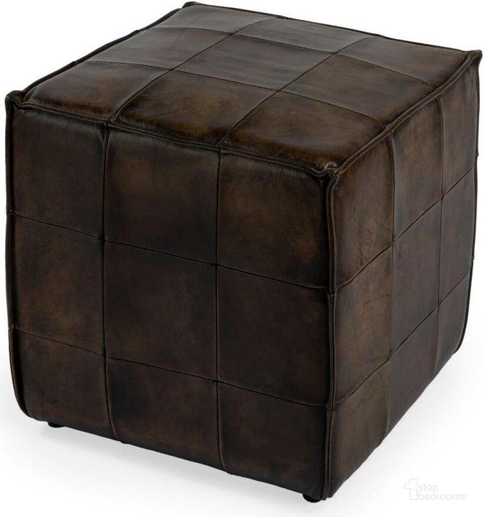 The appearance of Tetbury Dark Brown Ottoman designed by Off 5th Home in the transitional interior design. This dark brown piece of furniture  was selected by 1StopBedrooms from Tetbury Collection to add a touch of cosiness and style into your home. Sku: 5561117. Material: Leather. Product Type: Ottoman. Image1