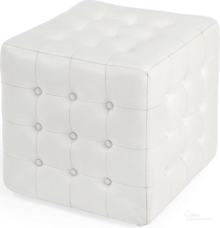 The appearance of Tetbury White Ottoman designed by Off 5th Home in the transitional interior design. This white piece of furniture  was selected by 1StopBedrooms from Tetbury Collection to add a touch of cosiness and style into your home. Sku: 6165411. Material: Leather. Product Type: Ottoman. Image1