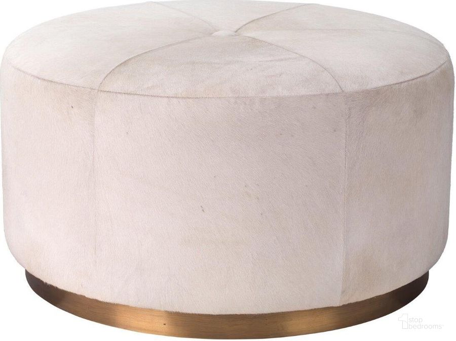 The appearance of Thackeray Round Pouf In White 20THAC-LGWH designed by Jamie Young Company in the traditional interior design. This white piece of furniture  was selected by 1StopBedrooms from Thackeray Collection to add a touch of cosiness and style into your home. Sku: 20THAC-LGWH. Product Type: Ottoman. Image1