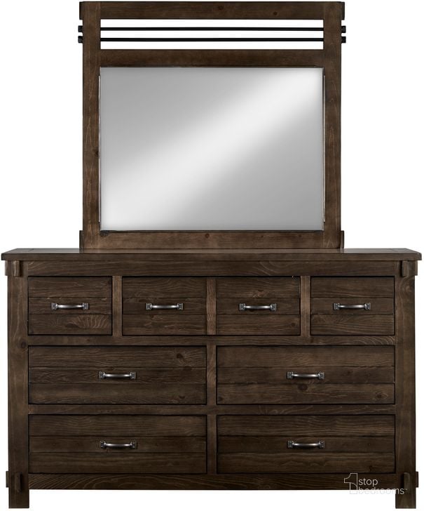 The appearance of Thackery Drawer Dresser and Mirror In Molasses designed by Progressive Furniture in the transitional interior design. This molasses piece of furniture  was selected by 1StopBedrooms from Thackery Collection to add a touch of cosiness and style into your home. Sku: B646-23;B646-50. Product Type: Dresser and Mirror. Material: Plywood. Image1