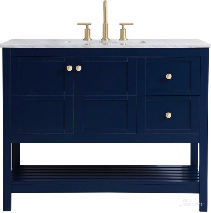 The appearance of Thalen 42 Inch Single Bathroom Vanity In Blue designed by Elegant Lighting in the traditional interior design. This blue piece of furniture  was selected by 1StopBedrooms from Thalen Collection to add a touch of cosiness and style into your home. Sku: VF16542BL. Material: Wood. Product Type: Bathroom Vanity. Image1