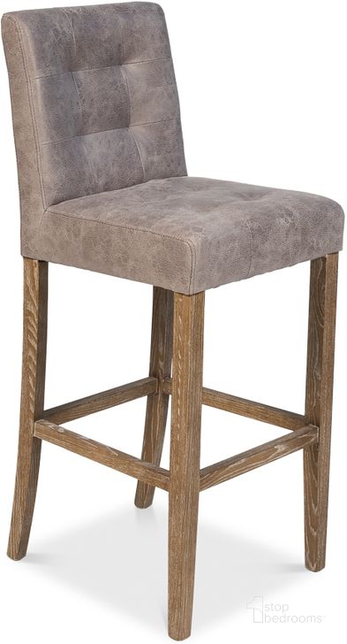 The appearance of The Dude Gray Leather Bar Stool designed by Sarreid in the transitional interior design. This grey piece of furniture  was selected by 1StopBedrooms from The Dude Collection to add a touch of cosiness and style into your home. Sku: 40729. Product Type: Barstool. Image1