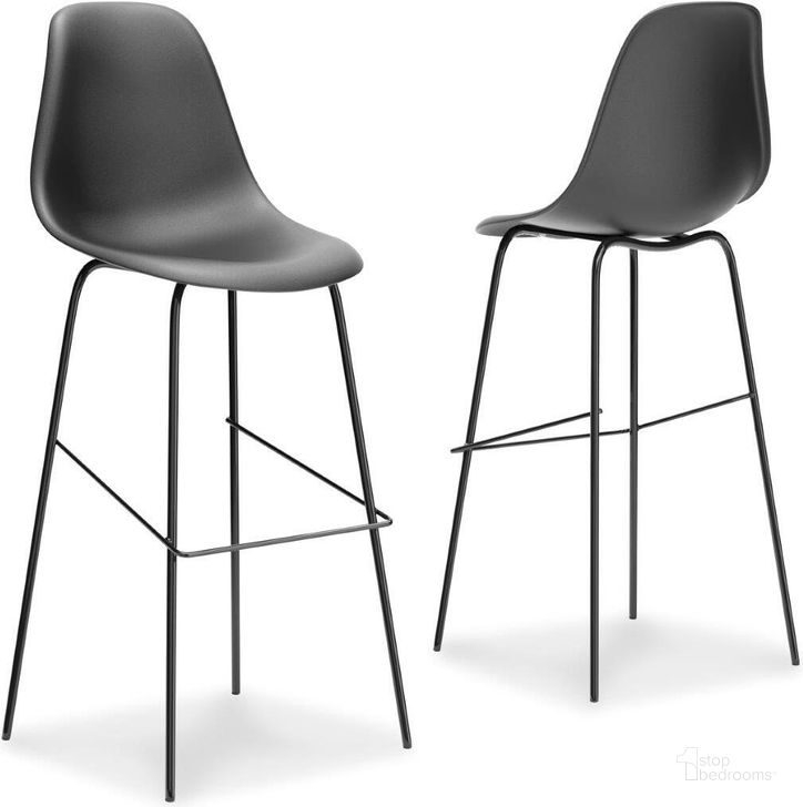 The appearance of Theda Black Barstool Set of 2 0qd24494935 designed by FineForm in the modern / contemporary interior design. This black piece of furniture  was selected by 1StopBedrooms from Theda Collection to add a touch of cosiness and style into your home. Sku: D130-130. Material: Metal. Product Type: Barstool. Image1