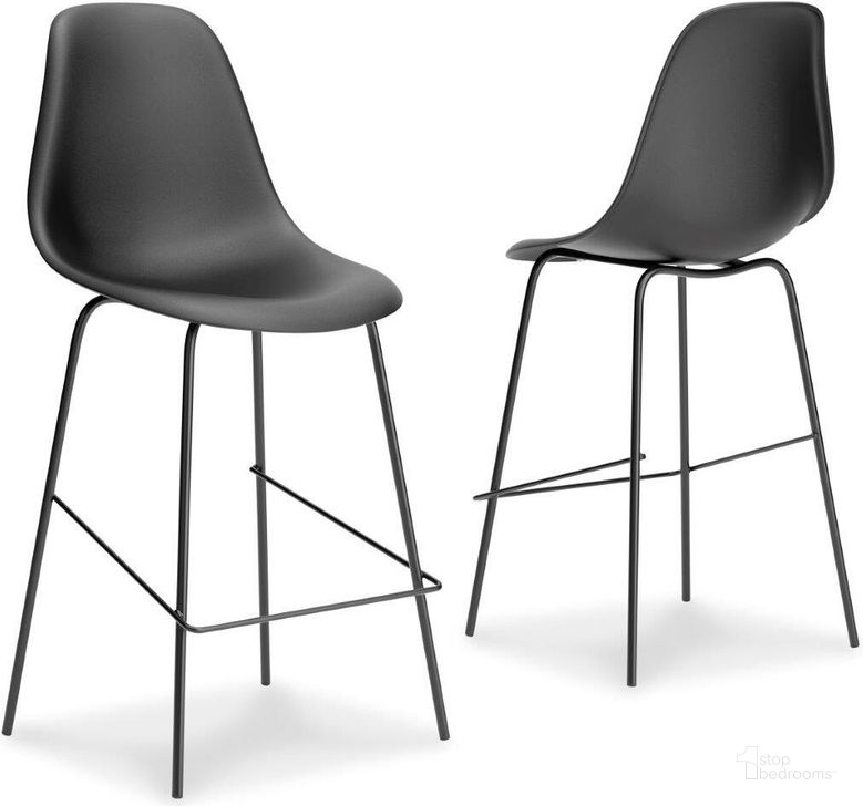 The appearance of Theda Black Barstool Set of 2 0qd24494936 designed by FineForm in the modern / contemporary interior design. This black piece of furniture  was selected by 1StopBedrooms from Theda Collection to add a touch of cosiness and style into your home. Sku: D130-124. Material: Metal. Product Type: Barstool. Image1