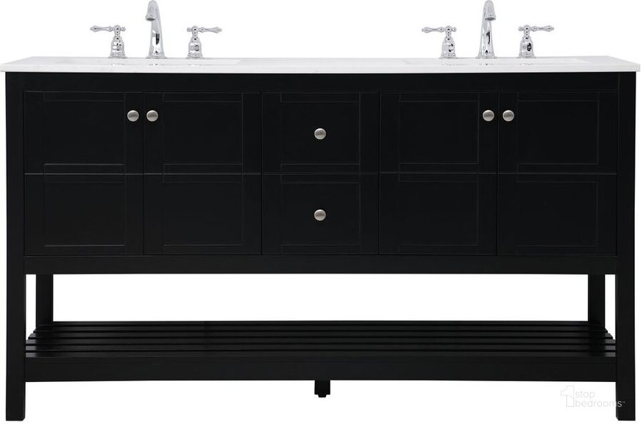 The appearance of Theo 60 Inch Single Bathroom Vanity In Black designed by Elegant Lighting in the traditional interior design. This black piece of furniture  was selected by 1StopBedrooms from Theo Collection to add a touch of cosiness and style into your home. Sku: VF16460DBK. Material: Wood. Product Type: Bathroom Vanity. Image1