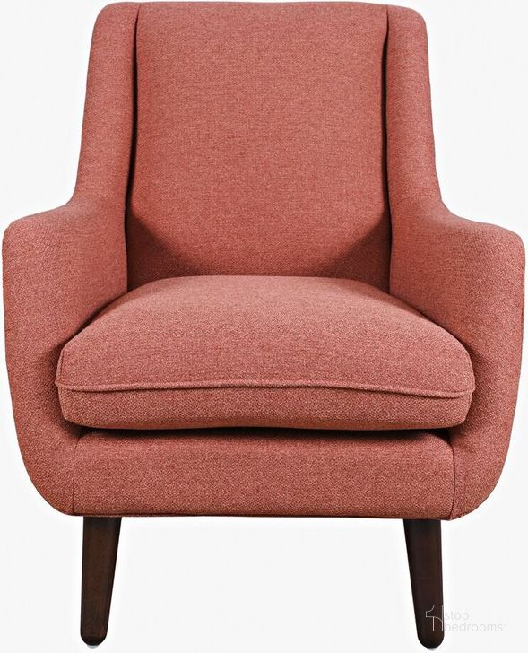 The appearance of Theo Mid-Century Modern Contemporary Upholstered Accent Chair In Rose designed by Jofran in the modern / contemporary interior design. This rose piece of furniture  was selected by 1StopBedrooms from Theo Collection to add a touch of cosiness and style into your home. Sku: THEO-CH-ROSE. Product Type: Accent Chair. Material: Plywood. Image1