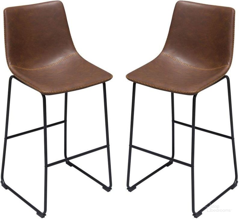 The appearance of Theo Bar Height Chairs Set of 2 In Chocolate Leatherette With Black Metal Base designed by Diamond Sofa in the modern / contemporary interior design. This chocolate piece of furniture  was selected by 1StopBedrooms from Theo Collection to add a touch of cosiness and style into your home. Sku: THEOBCCH2PK. Product Type: Counter Height Chair. Material: PU. Image1
