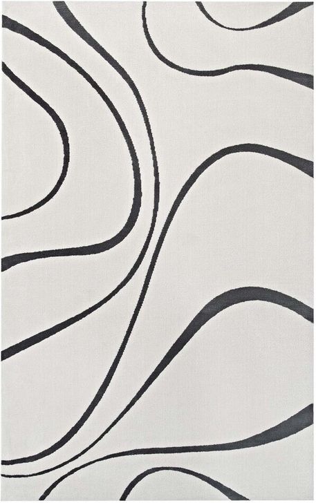 The appearance of Therese Abstract Swirl 5X8 Area Rug In Ivory and Charcoal designed by Modway in the modern / contemporary interior design. This ivory and charcoal piece of furniture  was selected by 1StopBedrooms from Therese Collection to add a touch of cosiness and style into your home. Sku: R-1002D-58. Material: Polyester. Product Type: Area Rugs. Image1