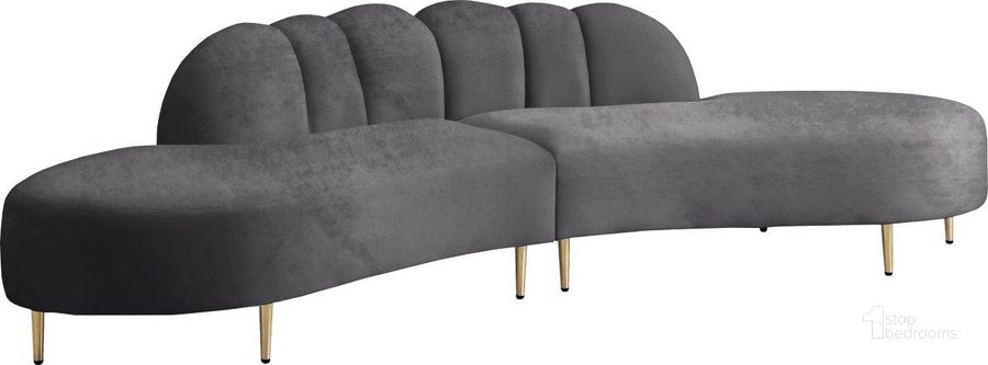 The appearance of Thomaso Grey Velvet Sectional designed by Furnique in the modern / contemporary interior design. This grey velvet piece of furniture  was selected by 1StopBedrooms from Thomaso Collection to add a touch of cosiness and style into your home. Sku: 618Grey-Sectional-1;618Grey-Sectional-2. Product Type: Sectional. Material: Velvet. Layout: Curved. Image1