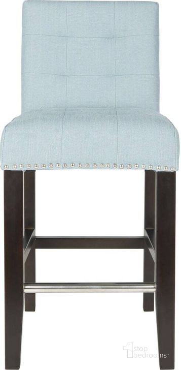The appearance of Thompson Sky Blue Counter Stool designed by Safavieh in the modern / contemporary interior design. This sky blue piece of furniture  was selected by 1StopBedrooms from Thompson Collection to add a touch of cosiness and style into your home. Sku: MCR4511G. Product Type: Barstool. Material: Stainless Steel. Image1