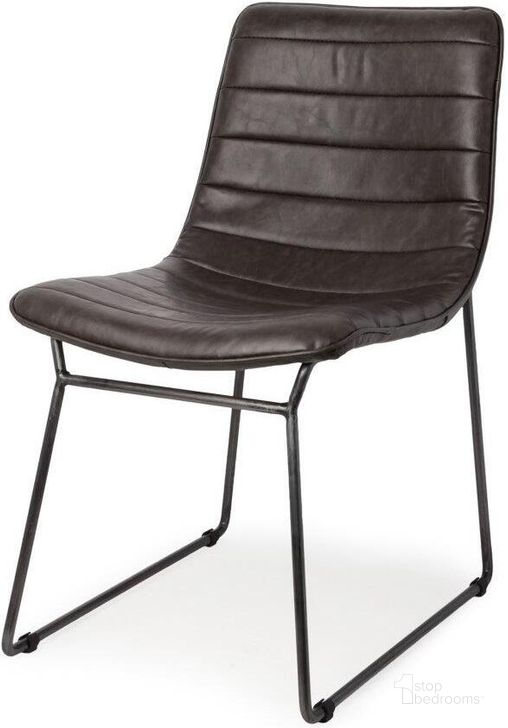 The appearance of Thornton I Dark Brown Faux-Leather Seat Black Iron Frame Dining Chair Set of 2 designed by Mercana in the modern / contemporary interior design. This black and brown piece of furniture  was selected by 1StopBedrooms from Thornton Collection to add a touch of cosiness and style into your home. Sku: 67605. Material: Metal. Product Type: Dining Chair. Image1