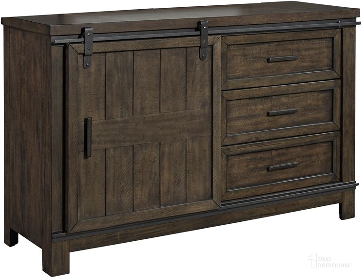 The appearance of Thornwood Gray Barn Door Dresser designed by Liberty in the modern / contemporary interior design. This gray piece of furniture  was selected by 1StopBedrooms from Thornwood Collection to add a touch of cosiness and style into your home. Sku: 759-BR30. Material: Wood. Product Type: Dresser. Image1