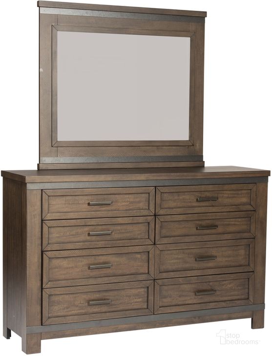 The appearance of Thornwood Hills Dresser And Mirror In Dark Gray designed by Liberty in the rustic / southwestern interior design. This dark gray piece of furniture  was selected by 1StopBedrooms from Thornwood Hills Collection to add a touch of cosiness and style into your home. Sku: 759-BR31;759-BR51. Product Type: Dresser and Mirror. Material: Rubberwood. Image1