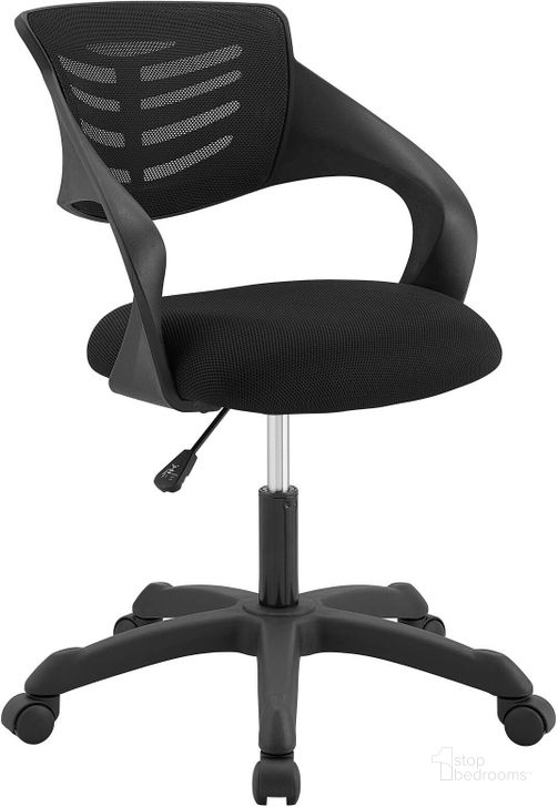 The appearance of Thrive Black Mesh Office Chair designed by Modway in the modern / contemporary interior design. This black piece of furniture  was selected by 1StopBedrooms from Thrive Collection to add a touch of cosiness and style into your home. Sku: EEI-3041-BLK. Material: Wood. Product Type: Office Chair. Image1