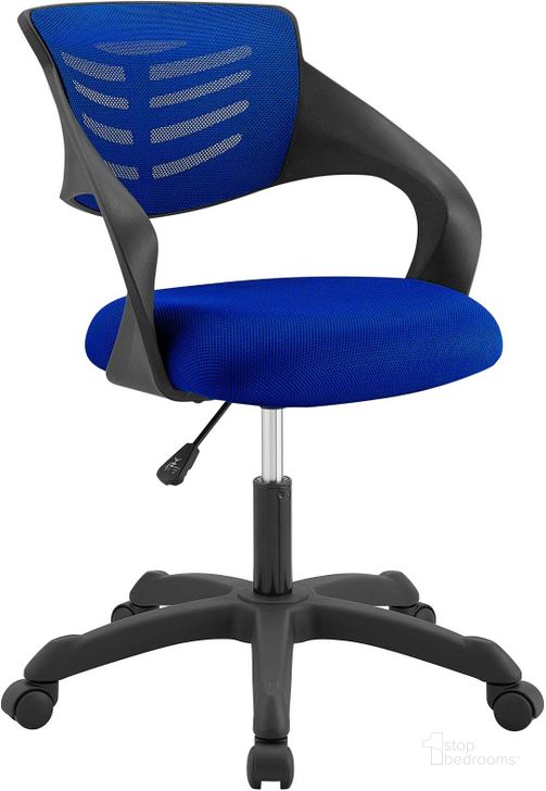 The appearance of Thrive Blue Mesh Office Chair designed by Modway in the modern / contemporary interior design. This blue piece of furniture  was selected by 1StopBedrooms from Thrive Collection to add a touch of cosiness and style into your home. Sku: EEI-3041-BLU. Material: Wood. Product Type: Office Chair. Image1